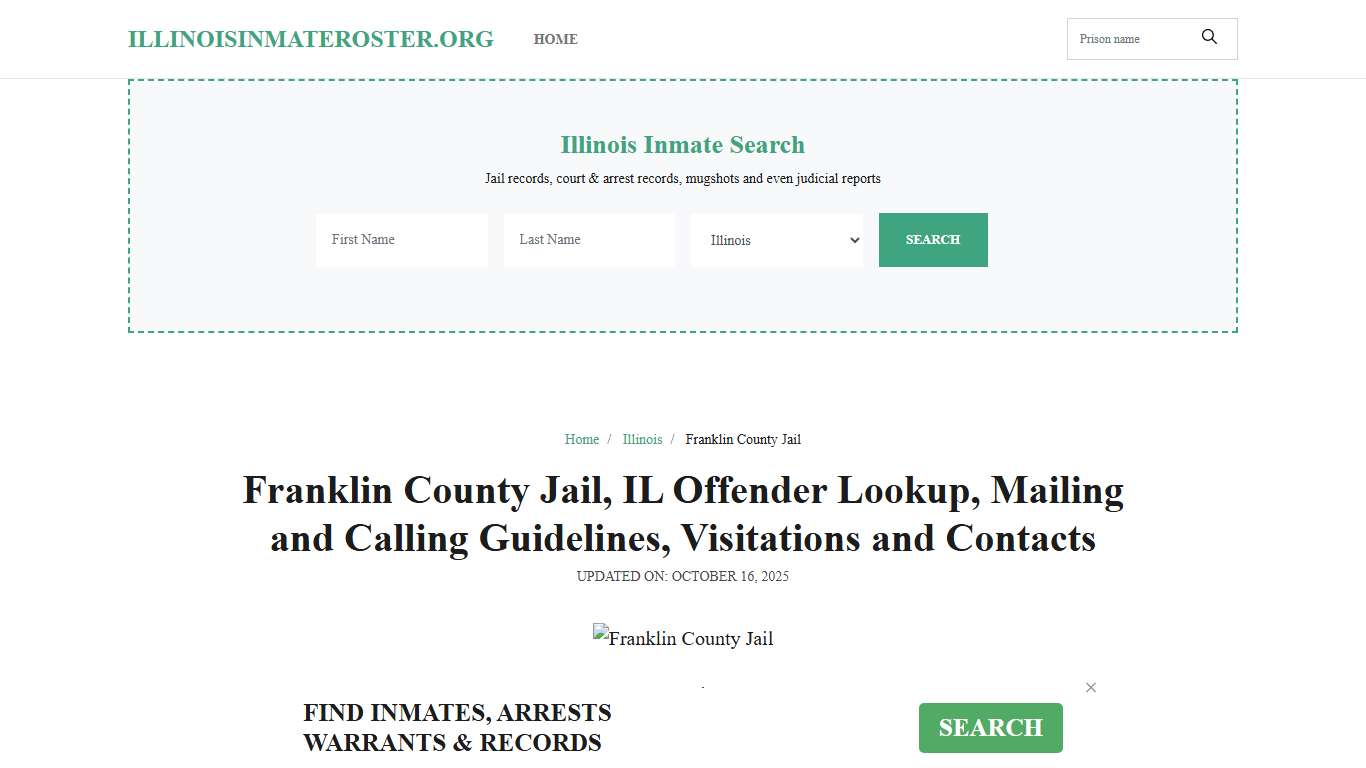 Franklin County Jail, IL: Inmate Search Options, Visitations, Contacts